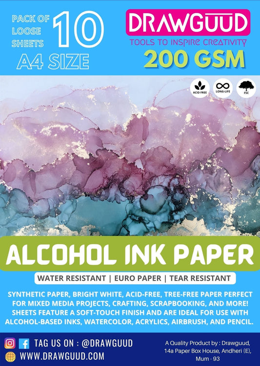 200 GSM ALCOHOL INK PAPER A4 Sheets = 10[185x1]