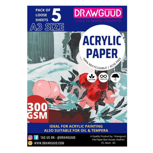 300 GSM ACRYLIC PAPER LOOSE SHEETS A3 Sheets=5 [120x1]