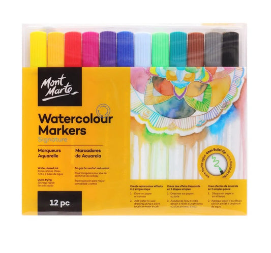 MM Watercolour Markers 12pc Tri Grip in Case